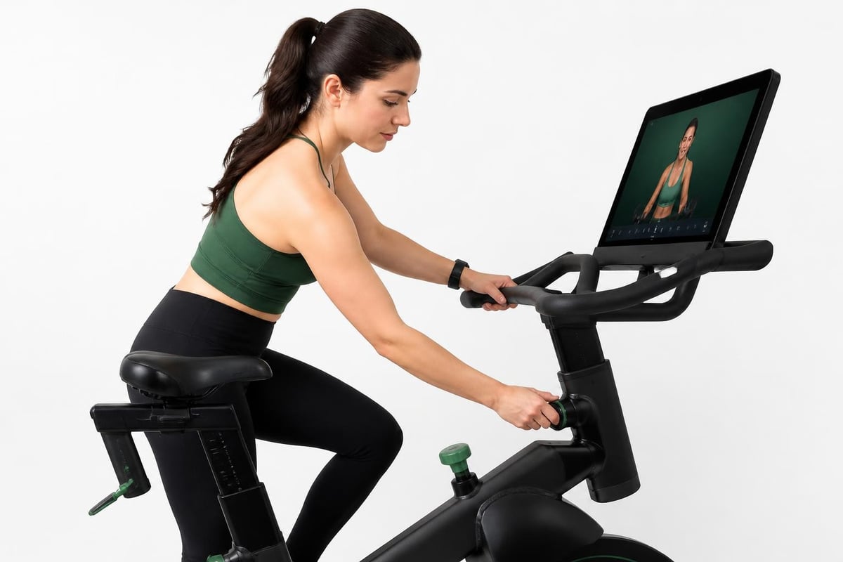 Peloton bike components and adjustment systems