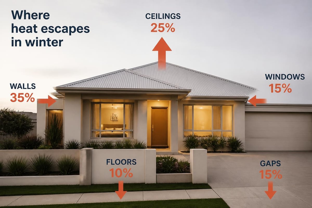 Energy loss through uninsulated walls and ceilings