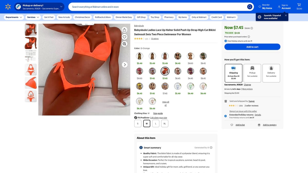 7 Trendy Orange Swimsuits to Rock Your Summer 2025 Style - Ladies Lace Up Halter High Cut Bikini Set – Babysbule ($7.45)