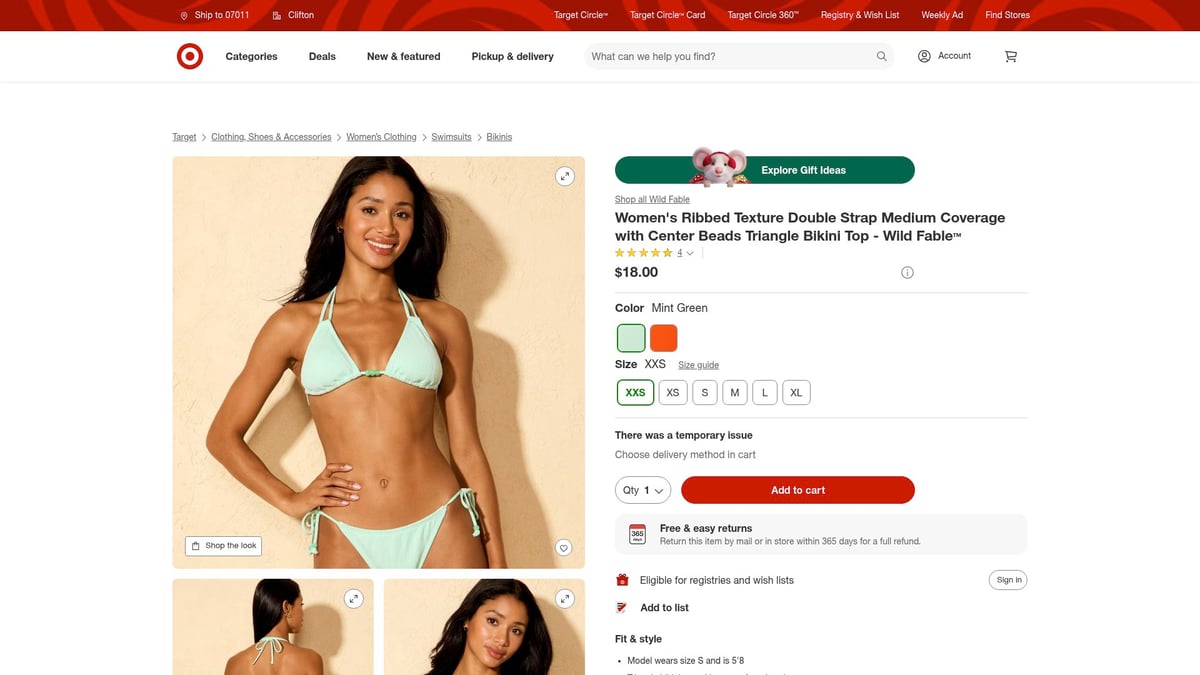 7 Trendy Orange Swimsuits to Rock Your Summer 2025 Style - Women's Ribbed Texture Double Strap Triangle Bikini Top – Wild Fable™ ($18)