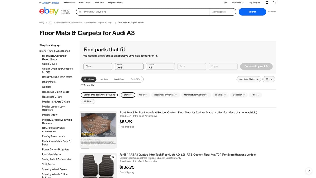 Top 8 A3 Mats for Superior Car Interior Protection 2025 - Intro-Tech Automotive Hexomat All-Weather Mats