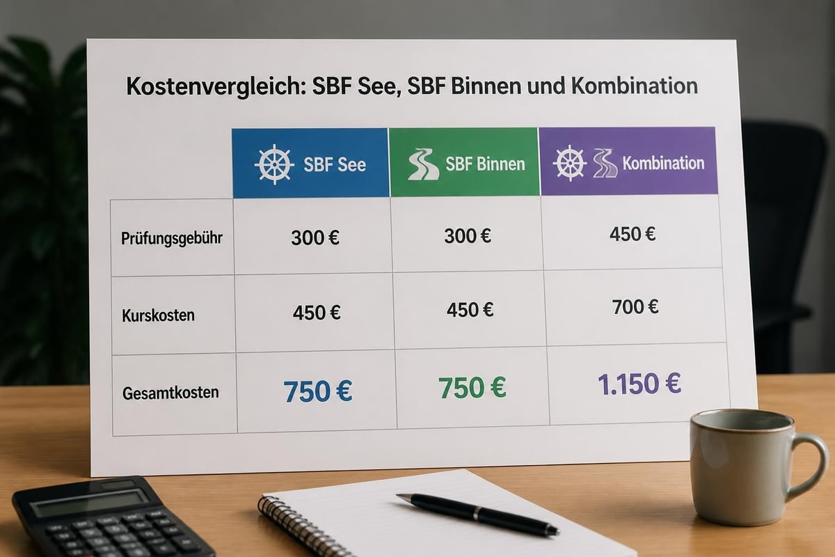 Kostenvergleich verschiedener Bootsführerscheintypen