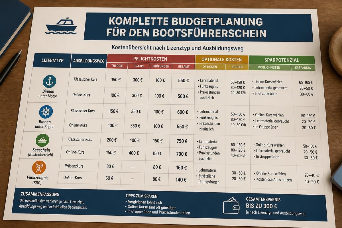 Budgetplanung Bootsführerschein