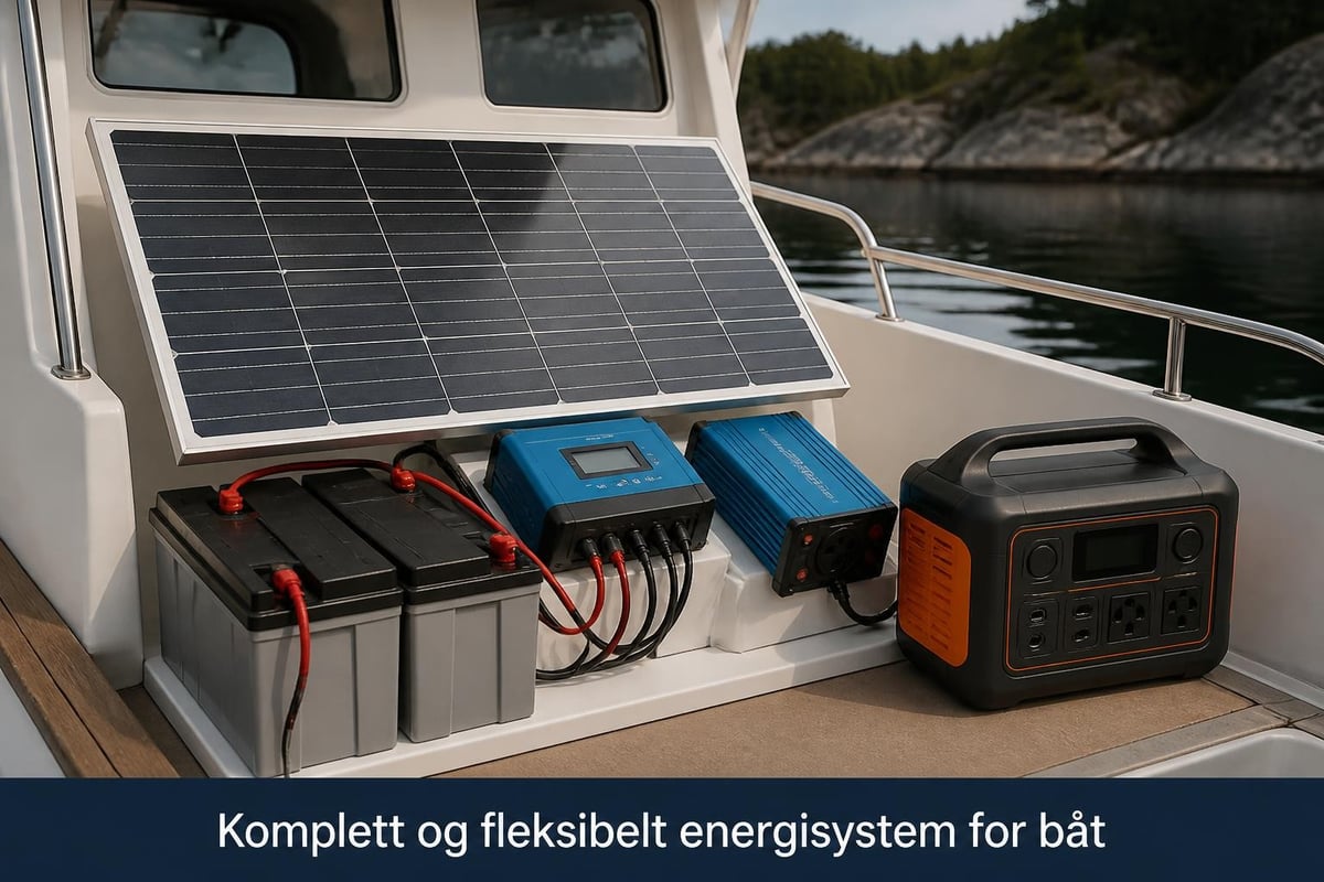 Solcelle og kraftstasjon båt