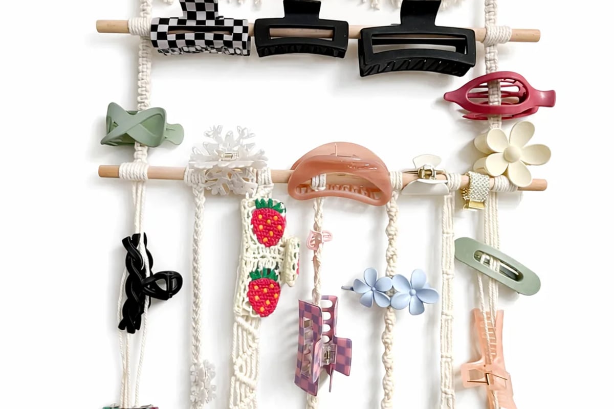 Macrame Hair Clip organizer The Pixie Garden salon storage