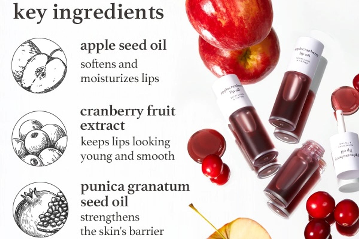 key ingredients of applecranberry lip oil
