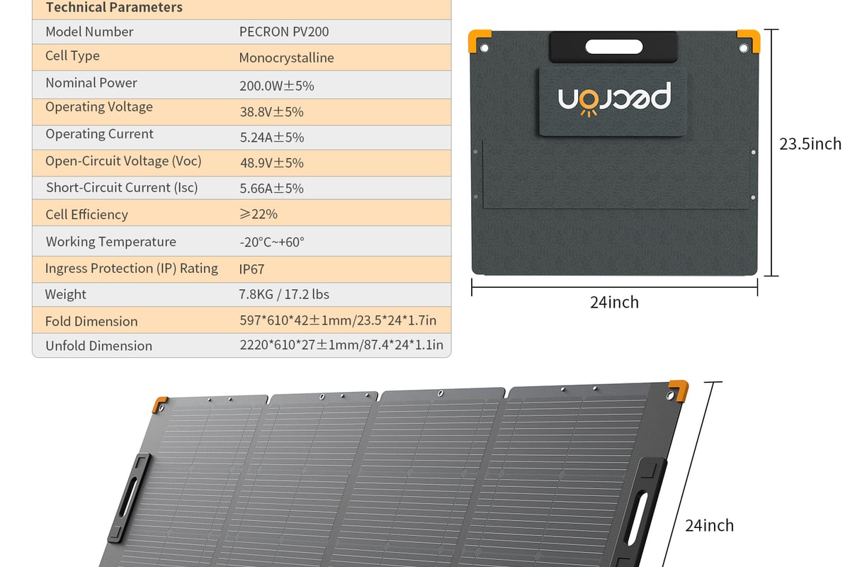 Pecron 200watt solcellepanel - Pecron