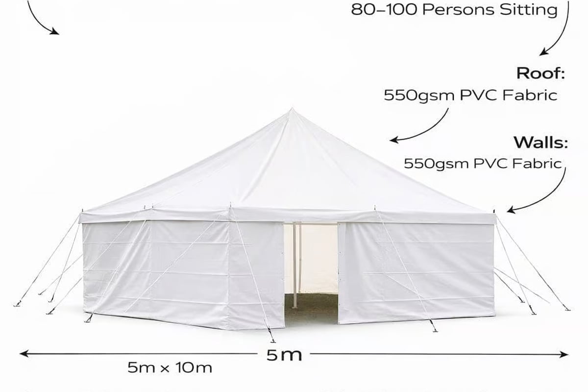 5m x 10m PVC Marquee Tent Heavy Duty Waterproof Event Tent South Africa - Ejenti Outdoor