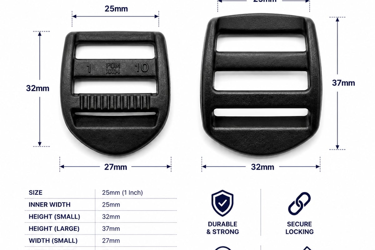Ladder Lock Buckle Plastic 25mm 38mm for Adjustable Straps - Ejenti Outdoor
