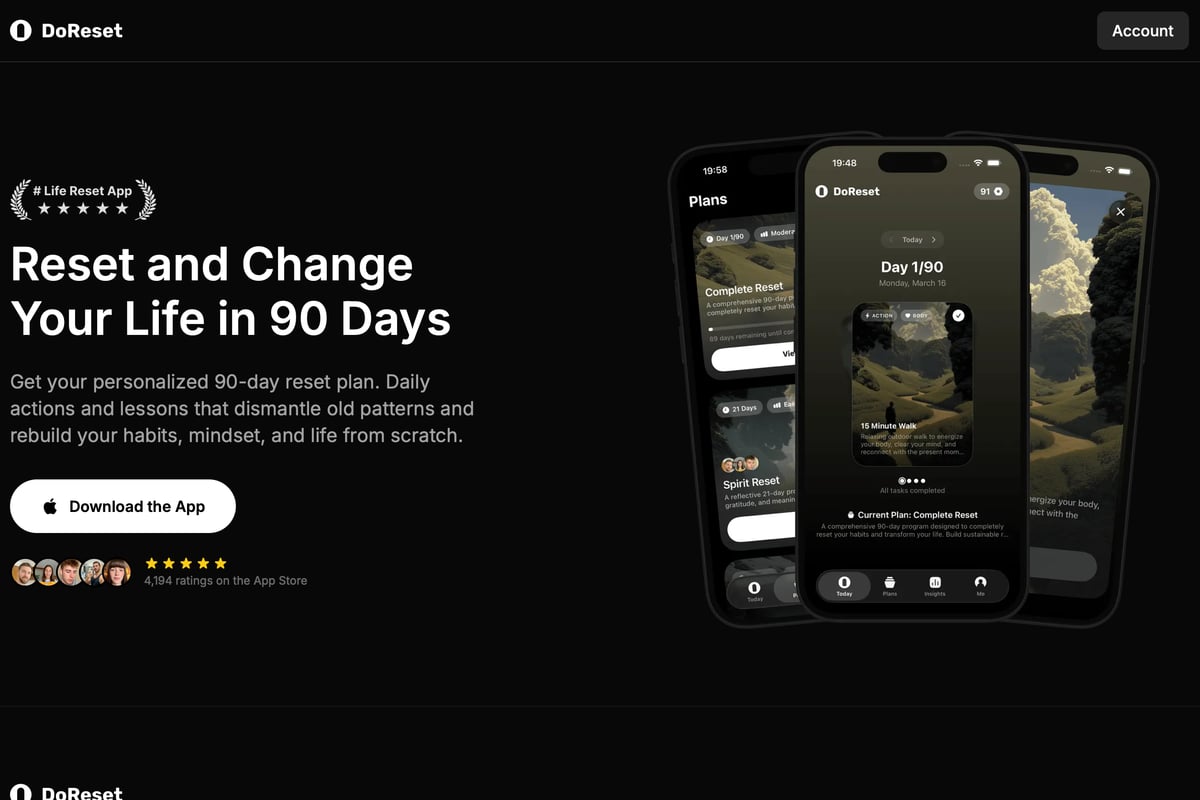 DoReset mobile app - DoReset