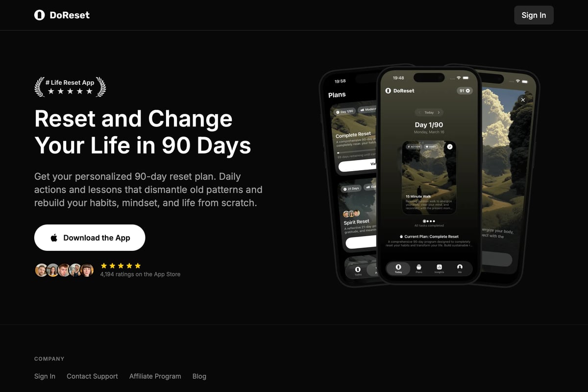 DoReset mobile app - DoReset