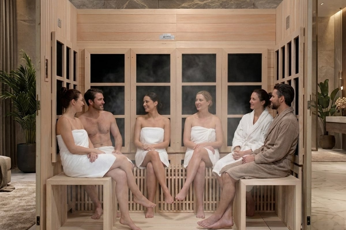 Catalonia - 8 Person Yoga & Wheelchair Accessible Near Zero EMF FAR IR Sauna - I N F R I U M