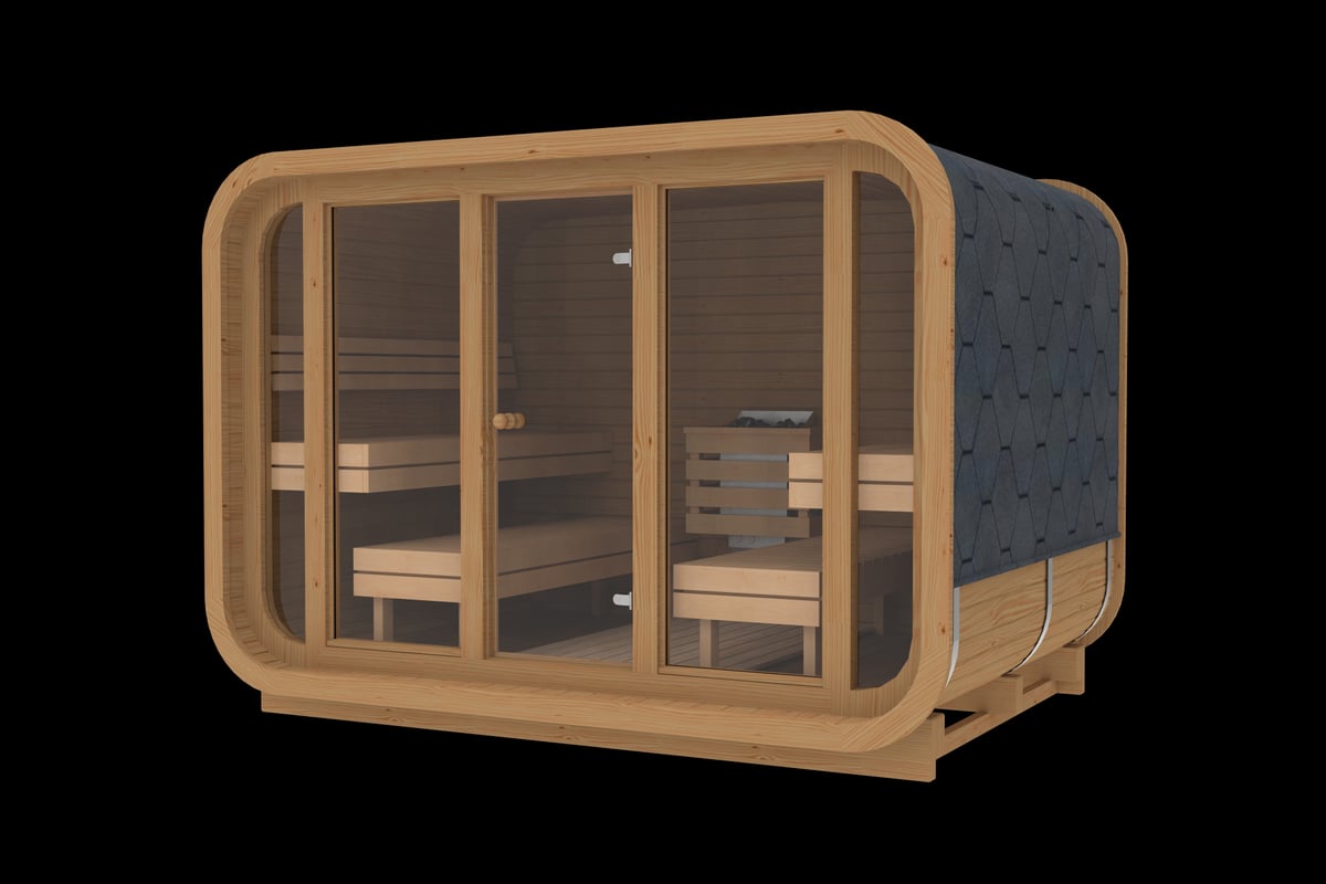 RecoSauna Sisu Square Sauna 3.0 × 2.3 m – Thermowood - RecoSauna