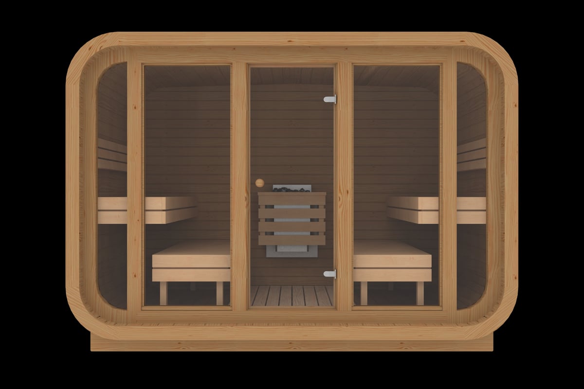 RecoSauna Sisu Square Sauna 3.0 × 2.3 m – Thermowood - RecoSauna
