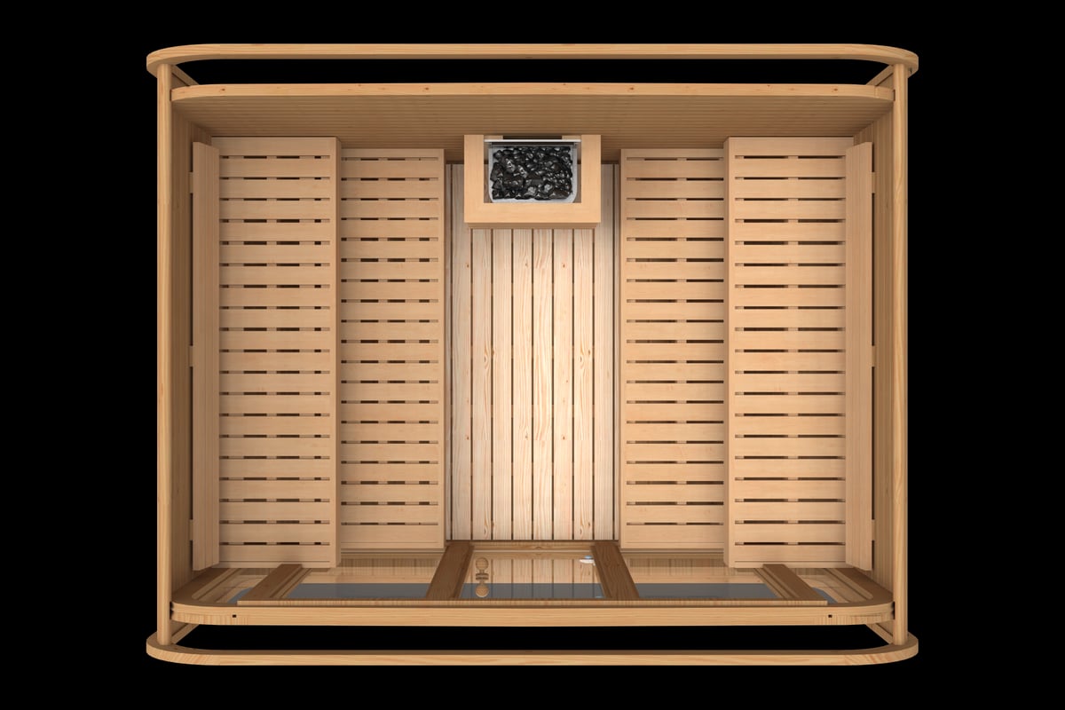 RecoSauna Sisu Square Sauna 3.0 × 2.3 m – Thermowood - RecoSauna