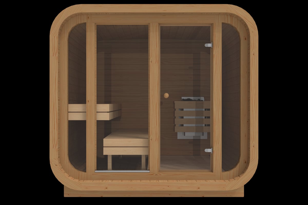 RecoSauna Sisu Square Sauna 2.3 × 2.3 m – Thermowood - RecoSauna