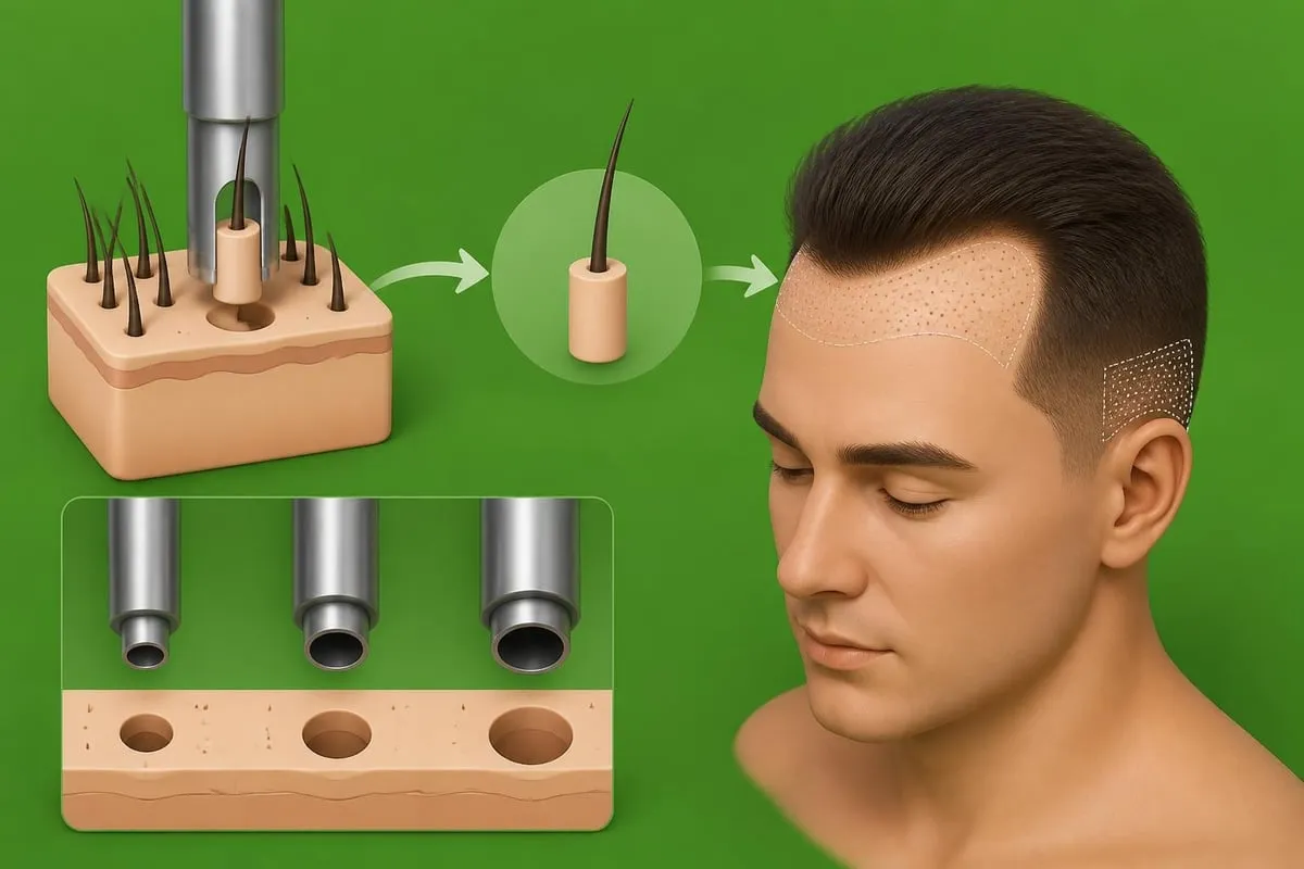 FUE hair transplant extraction and placement process